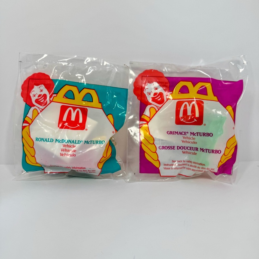 90s Vintage McDonalds McTurbo Happy Meal Toys | 1995 Ronald & Grimace Cars